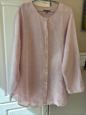 Flax linen long shirt 1X